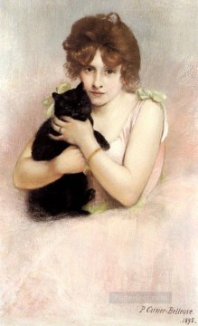 黒猫のキャリアを持つ若いバレリーナ ベルーズ ピエール Oil Paintings